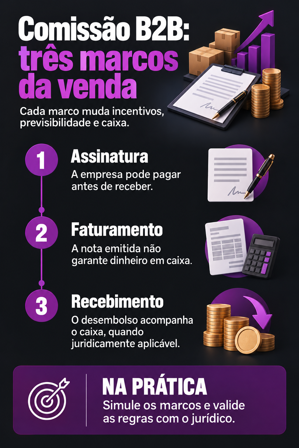 Infográfico: Comissão em vendas B2B: marcos ao vender para compras