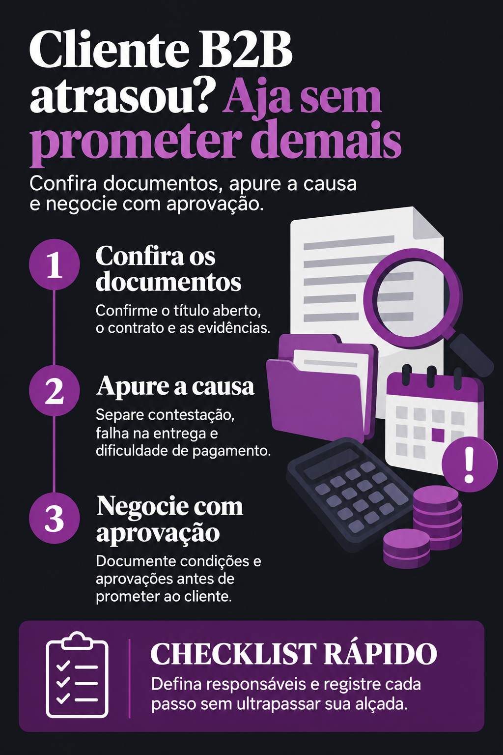 Infográfico: Cliente B2B atrasou o pagamento? Aja sem prometer demais