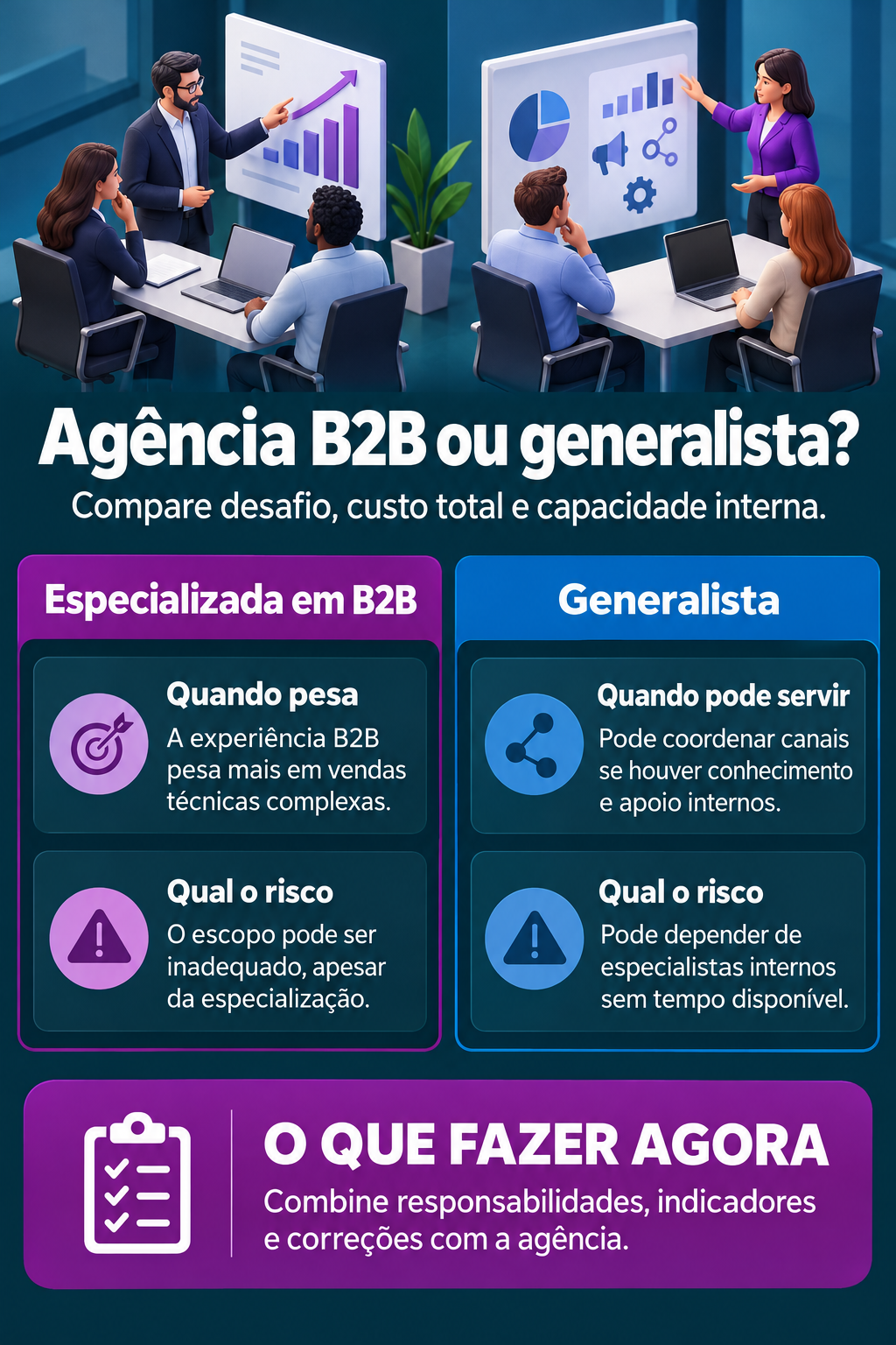 Infográfico: Agência B2B ou generalista? Compare antes de contratar